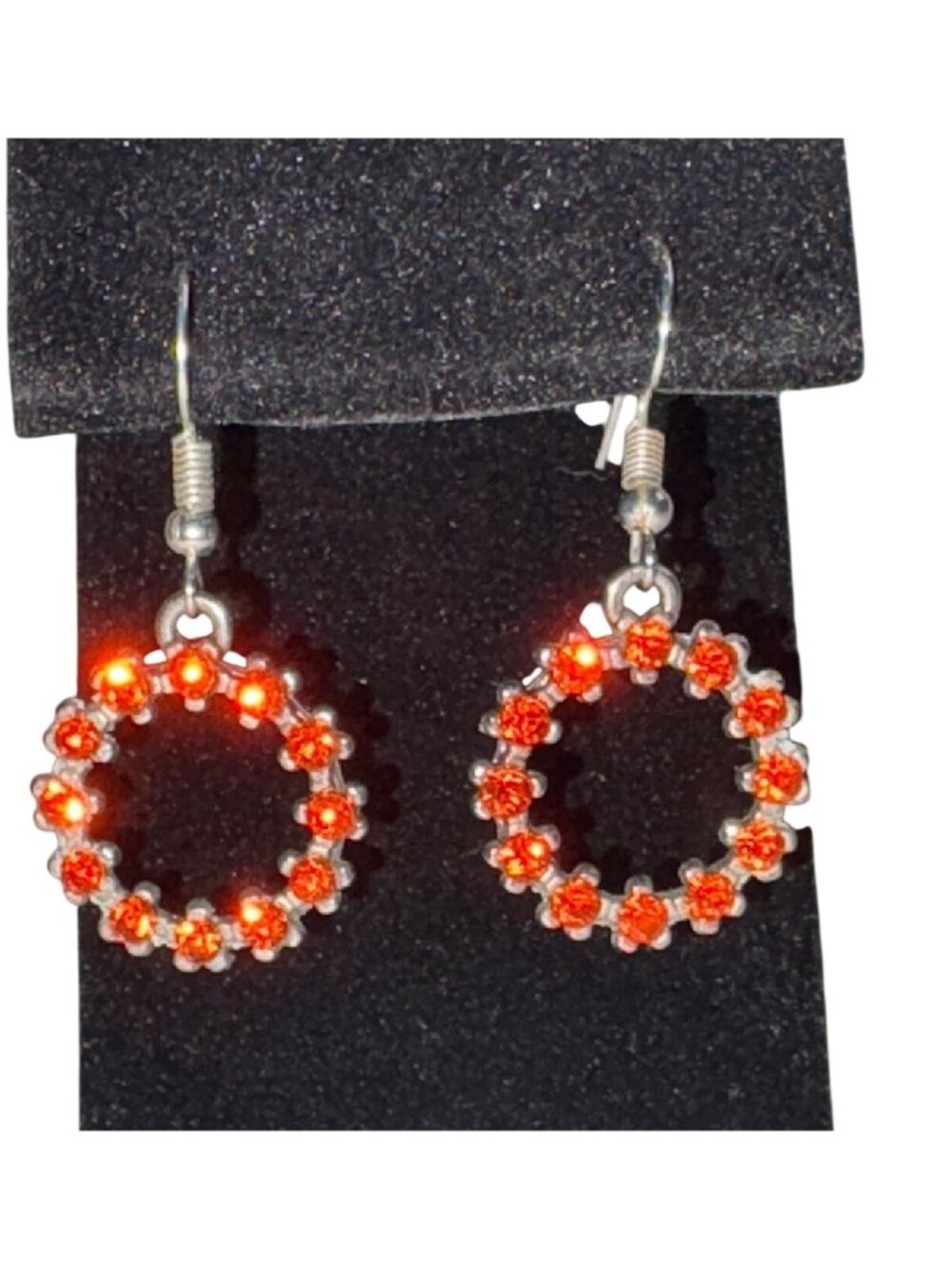 Red/Orange Rhinestone Circle Dangle Earrings Lightweight Fun Jewelry For Women